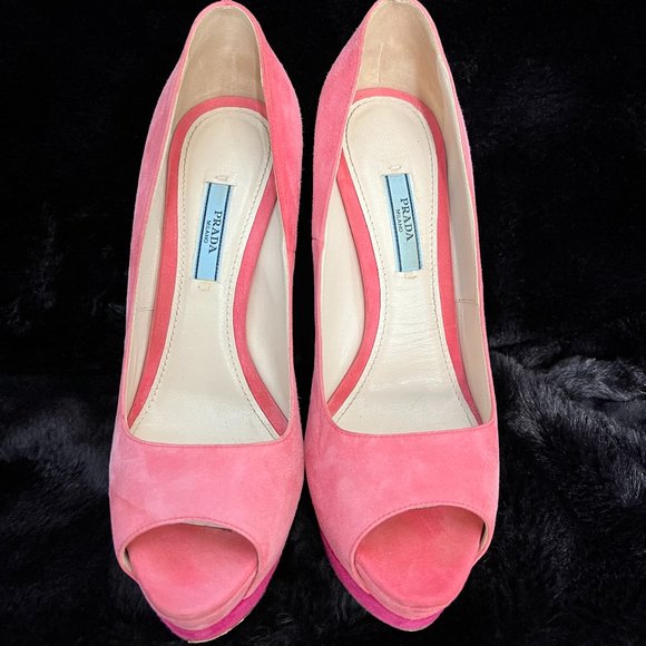 Prada Two-Tone Peep-Toe Platform - Picture 1 of 3